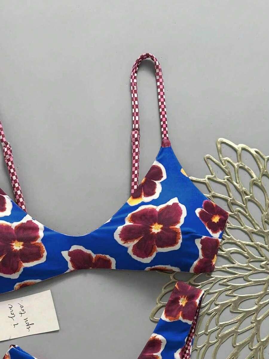 SHEIN DWUCZĘŚCIOWY STRÓJ KĄPIELOWY WZÓR KWIATY S09__S