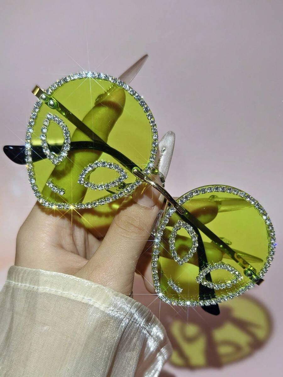 SHEIN ZIELONE OKULARY ZDOBIENIE S07