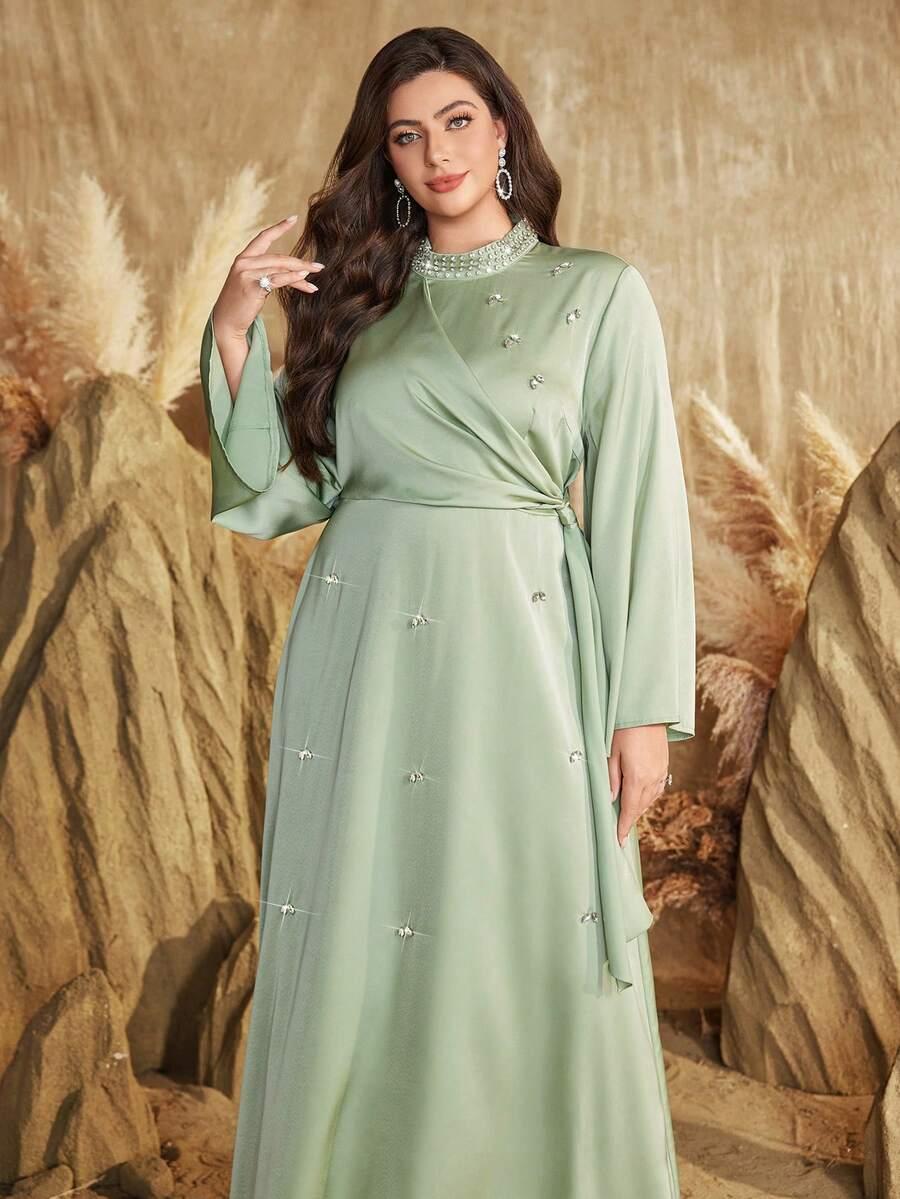 SHEIN ZIELONA SUKIENKA MAXI ZDOBIENIA S06__46