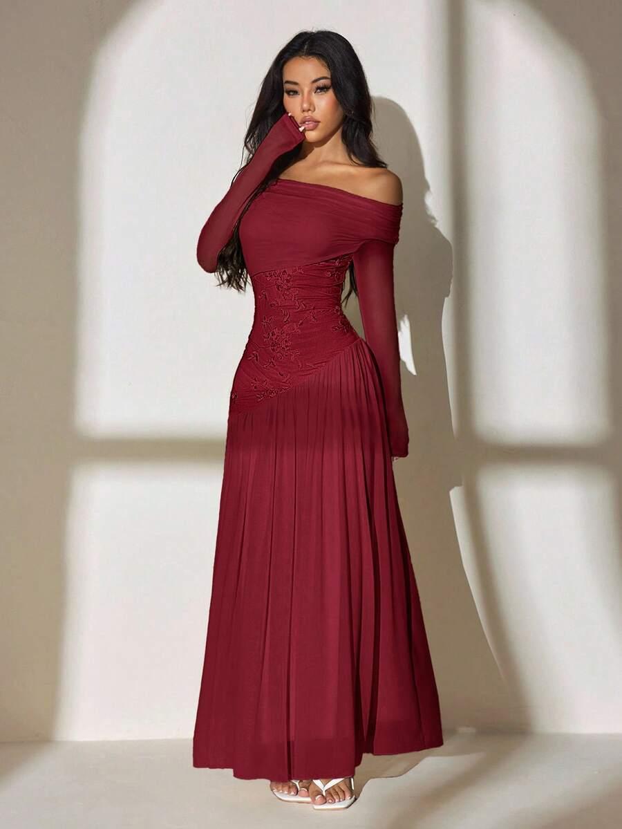 SHEIN CZERWONA MAXI SUKIENKA S06__L
