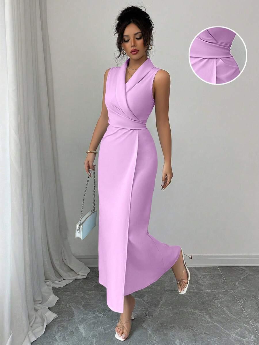 SHEIN FIOLETOWA SUKIENKA KOPERTOWY DEKOLT S09__L