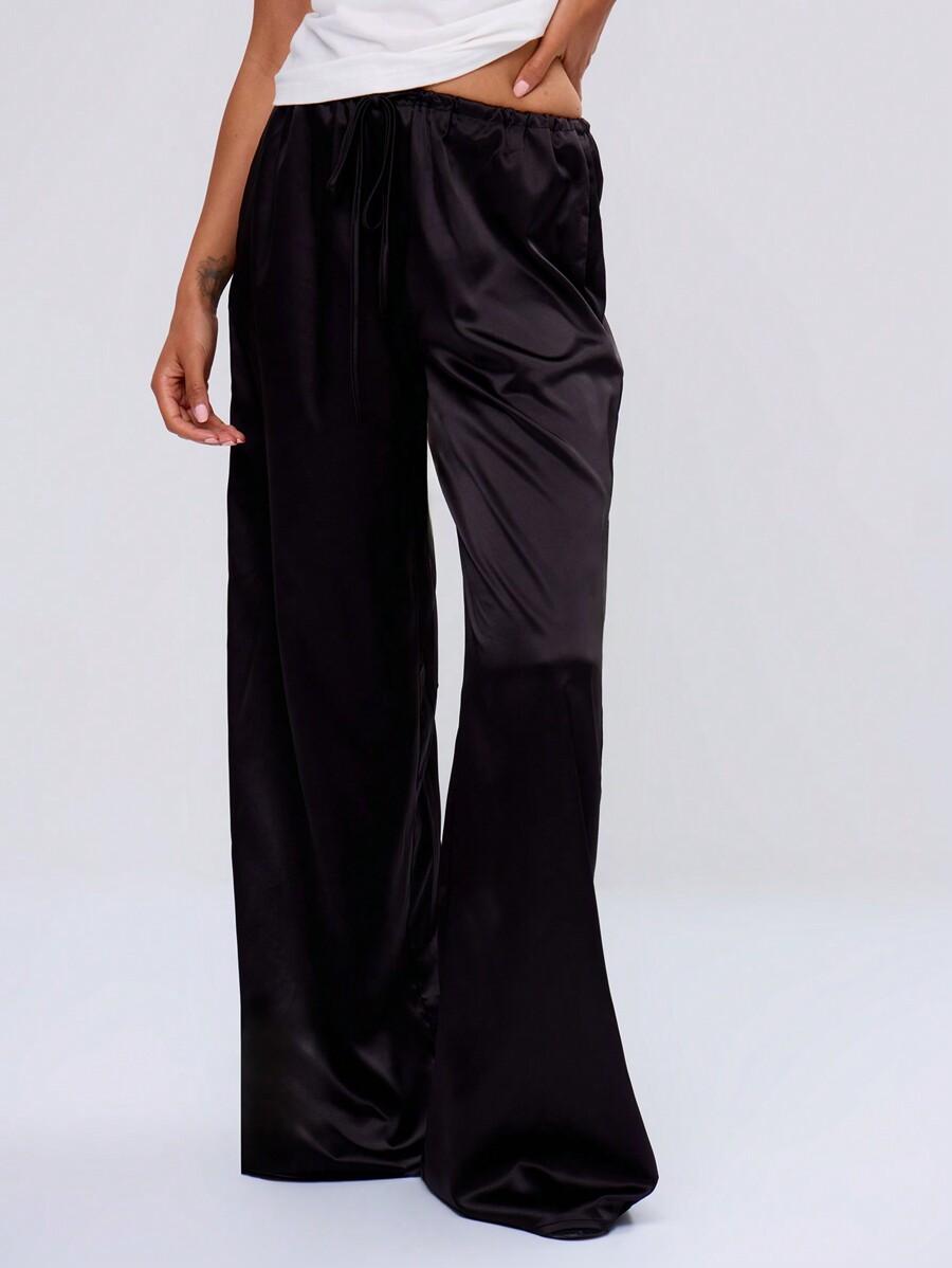 MUSERA CZARNE SATYNOWE SPODNIE S06__S