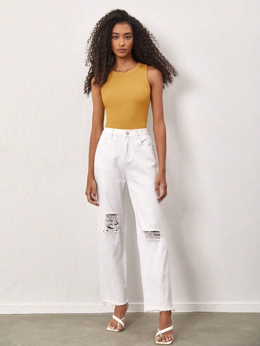 SHEIN ŻÓŁTY TOP PRĄŻKI S06__L