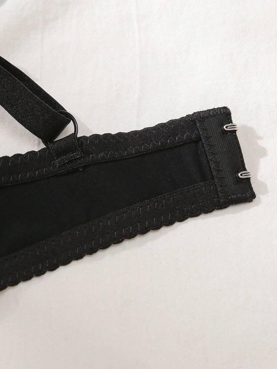 SHEIN CZARNY BIUSTONOSZ KORONKA S06__85C