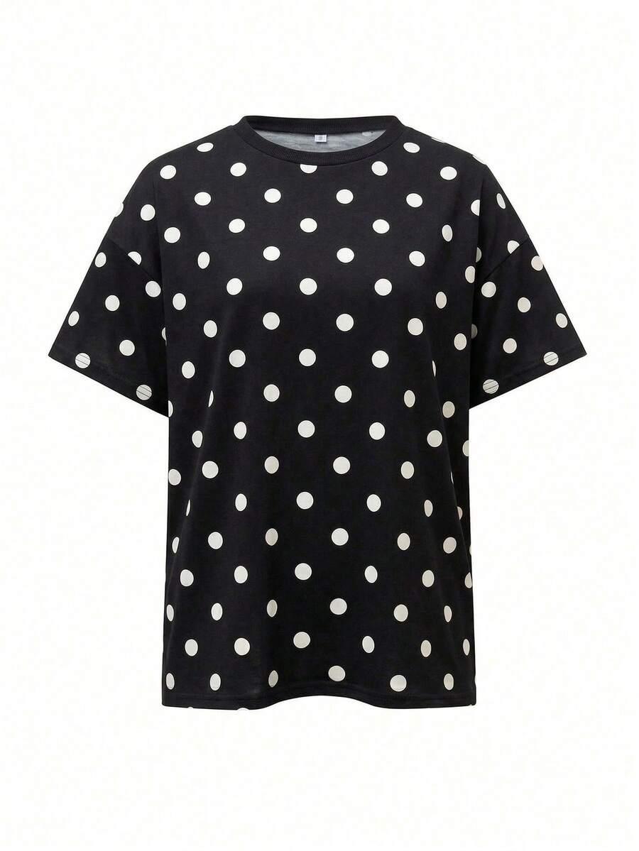 SHEIN CZARNY T-SHIRT OKRĄGŁY DEKOLT S06__L