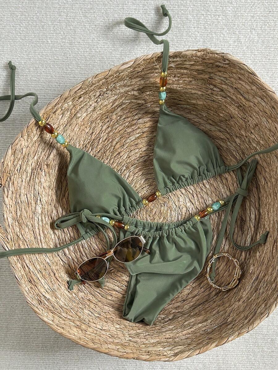 SHEIN ZIELONY DWUCZĘŚCIOWY STRÓJ KĄPIELOWY S09__XS