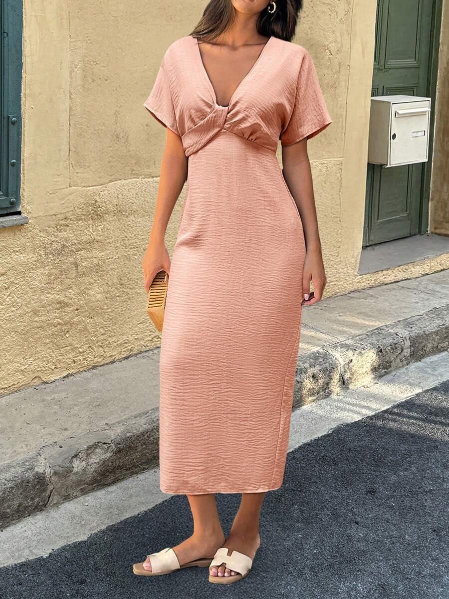 SHEIN MIDI SUKIENKA KRÓTKI RĘKAW S06__M
