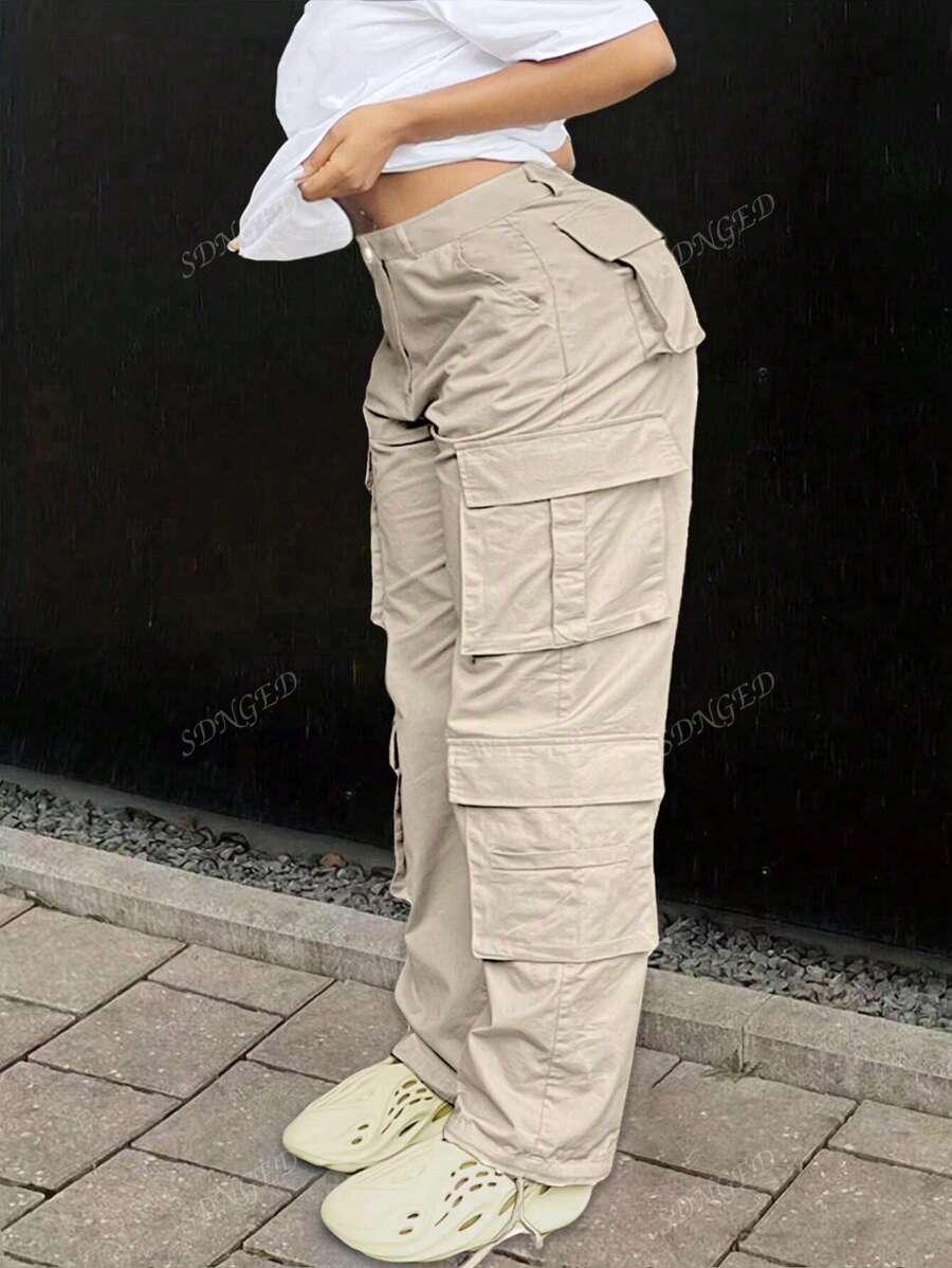 SHEIN BEŻOWE SPODNIE KIESZENIE S06__50