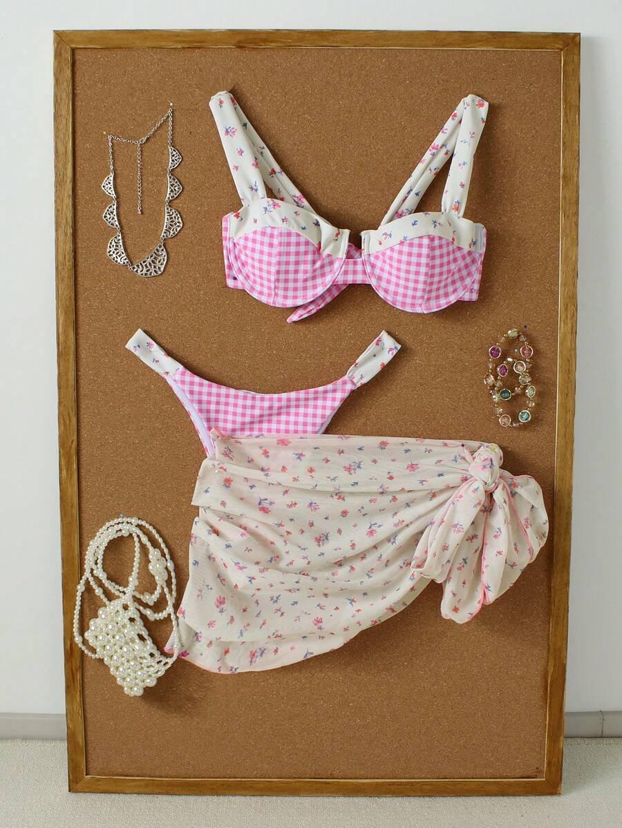 SHEIN STRÓJ KĄPIELOWY SARONG KOMPLET WZÓR S09__L