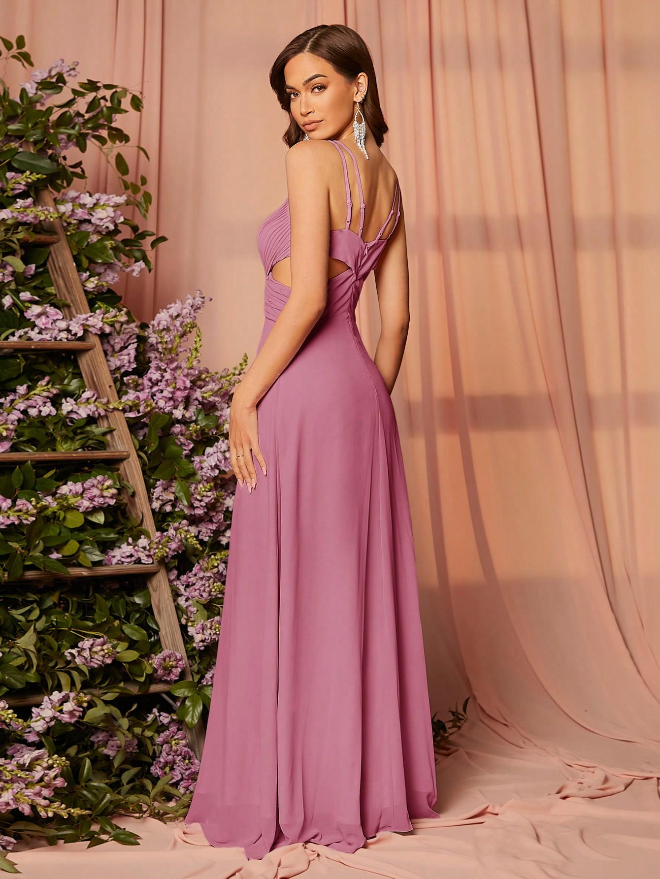 SHEIN FIOLETOWA MAXI SUKIENKA NA RAMIĄCZKACH S06__S