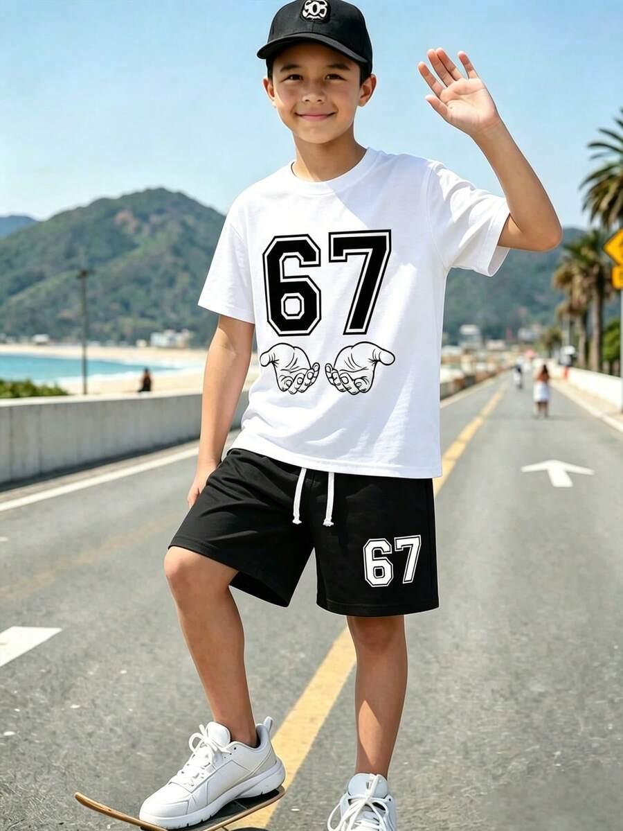 SHEIN T-SHIRT SPODENKI KOMPLET 104-110