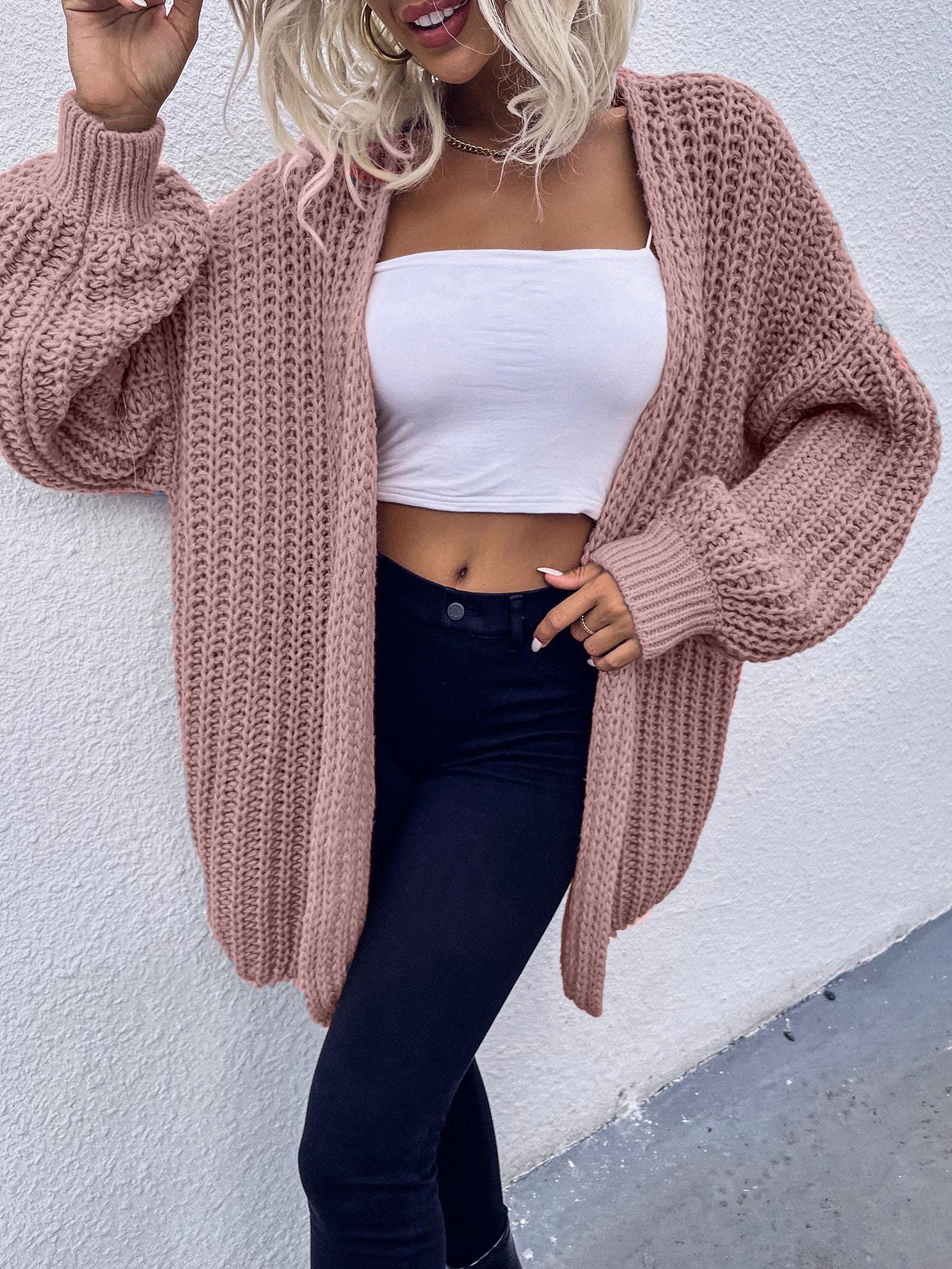 SHEIN RÓŻOWY SWETER NARZUTKA S06__L