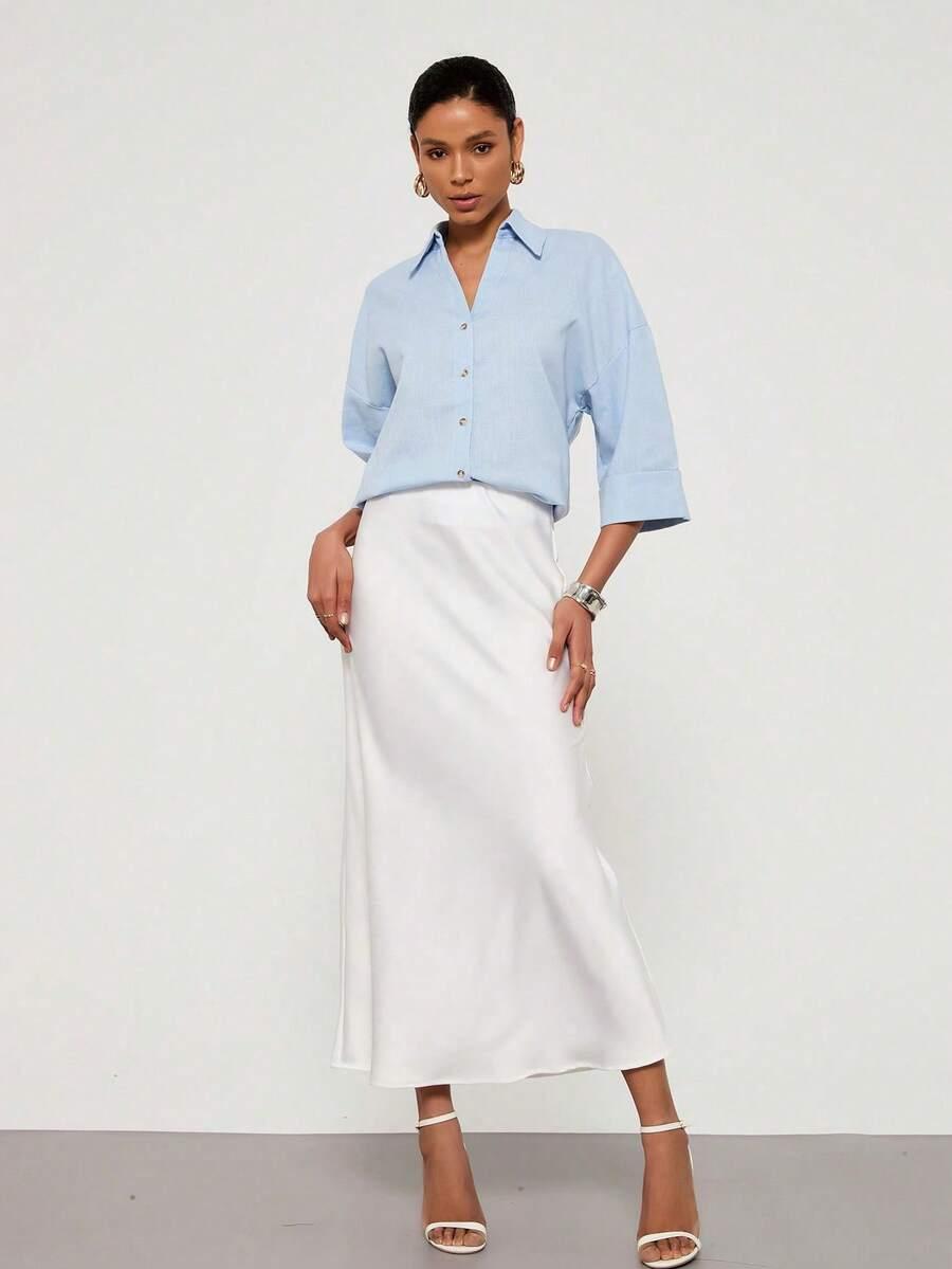SHEIN NIEBIESKA KOSZULA RĘKAW 3/4 S06__S