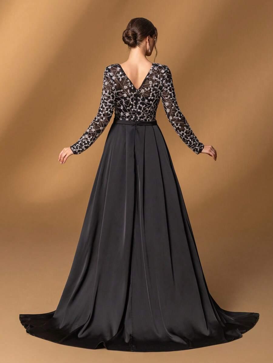 FAERIESTY CZARNA MAXI SUKIENKA ZDOBIENIE S06__XXL