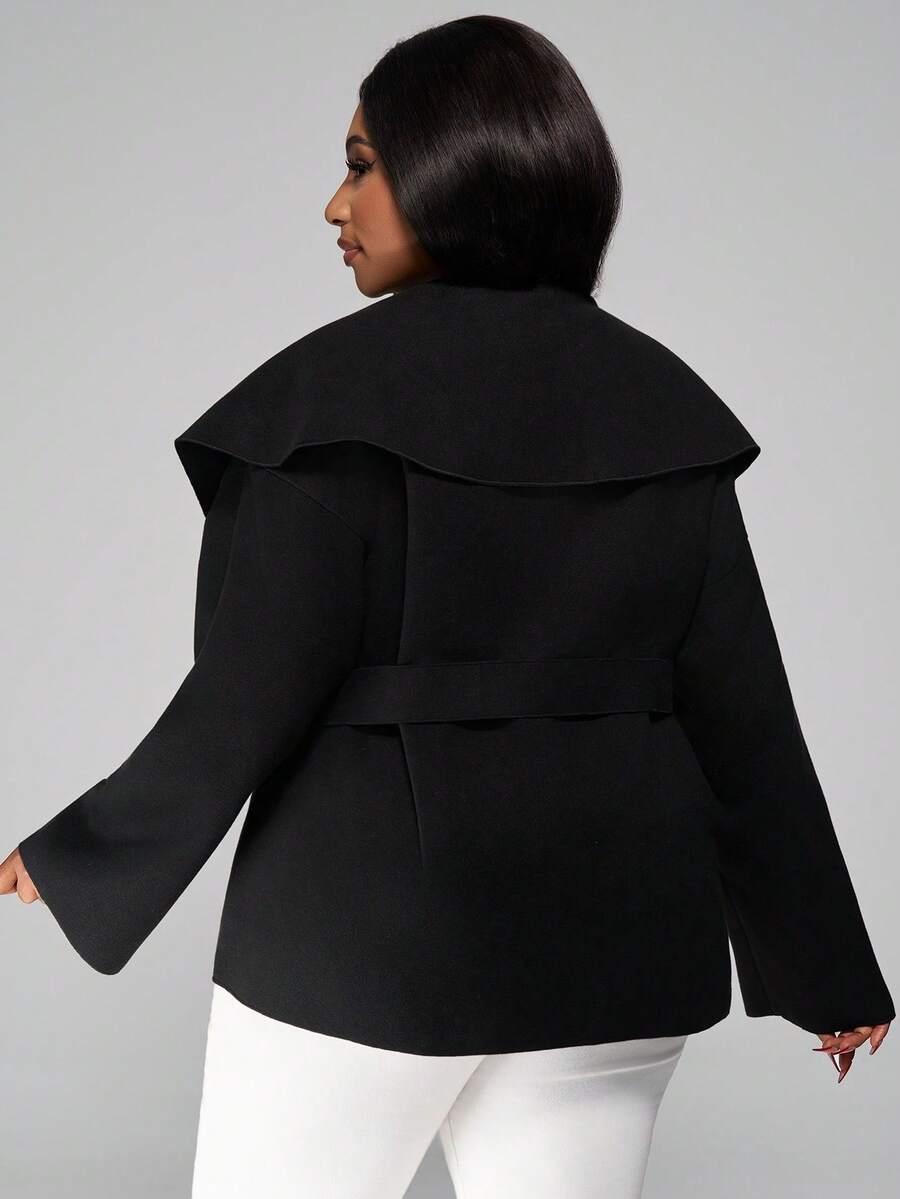 SHEIN CZARNY PŁASZCZ WIĄZANIE W01__XXL