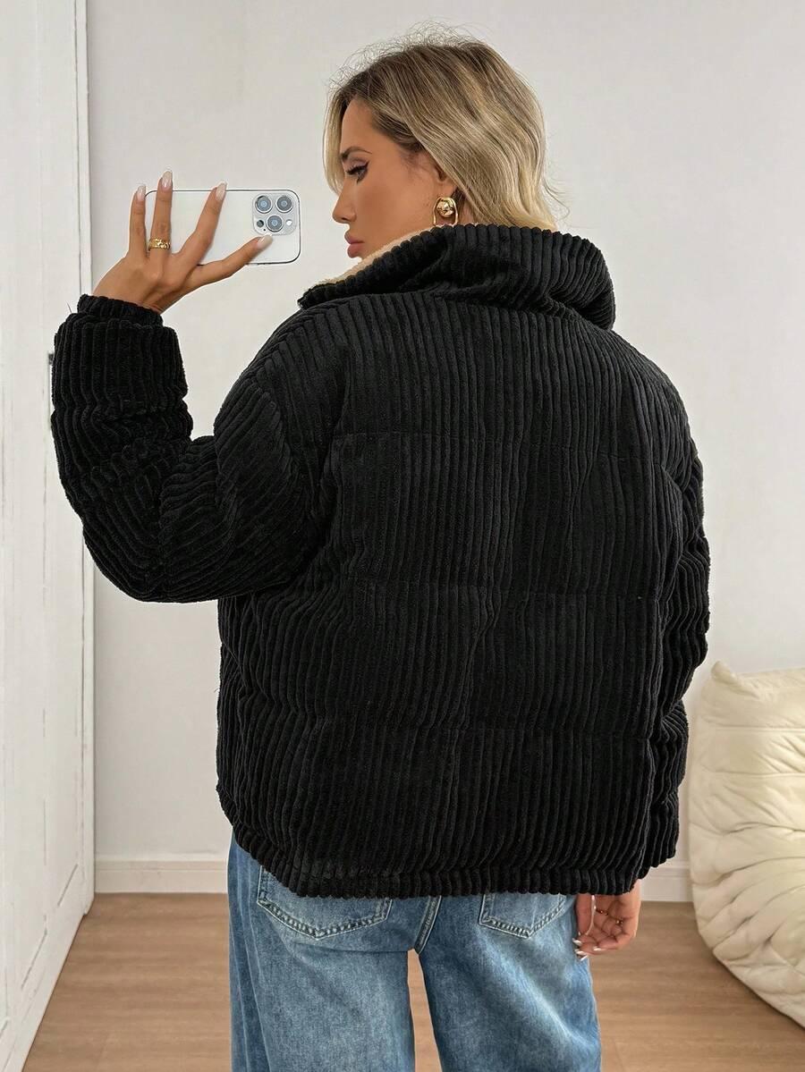 SHEIN CZARNA KURTKA PRĄŻKI W01__M