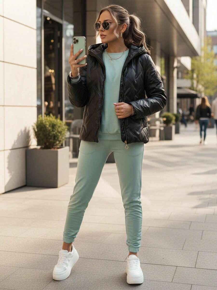 SHEIN CZARNA PIKOWANA KURTKA W01__L