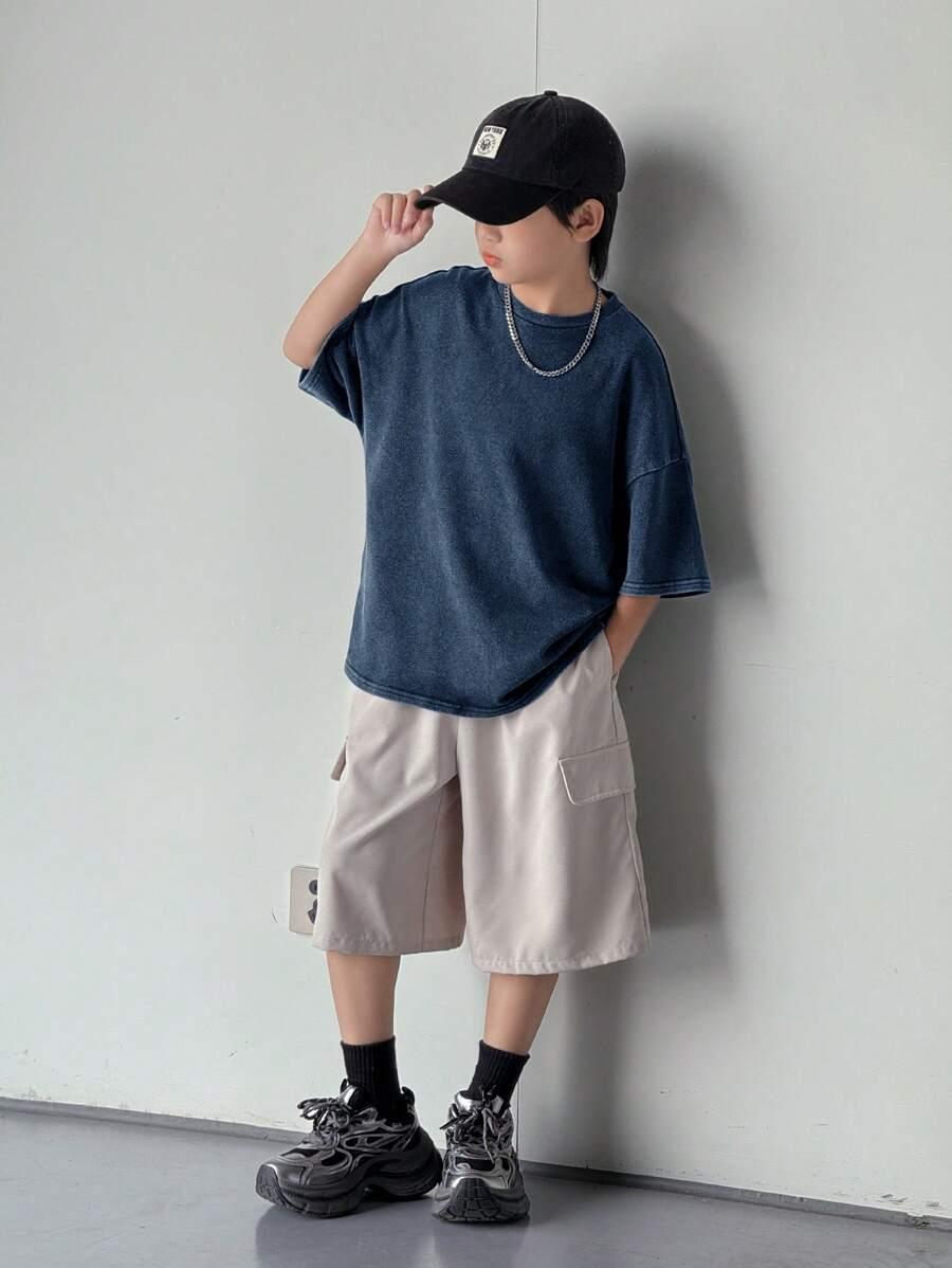 SHEIN NIEBIESKI T-SHIRT OVERSIZE S06__122/128