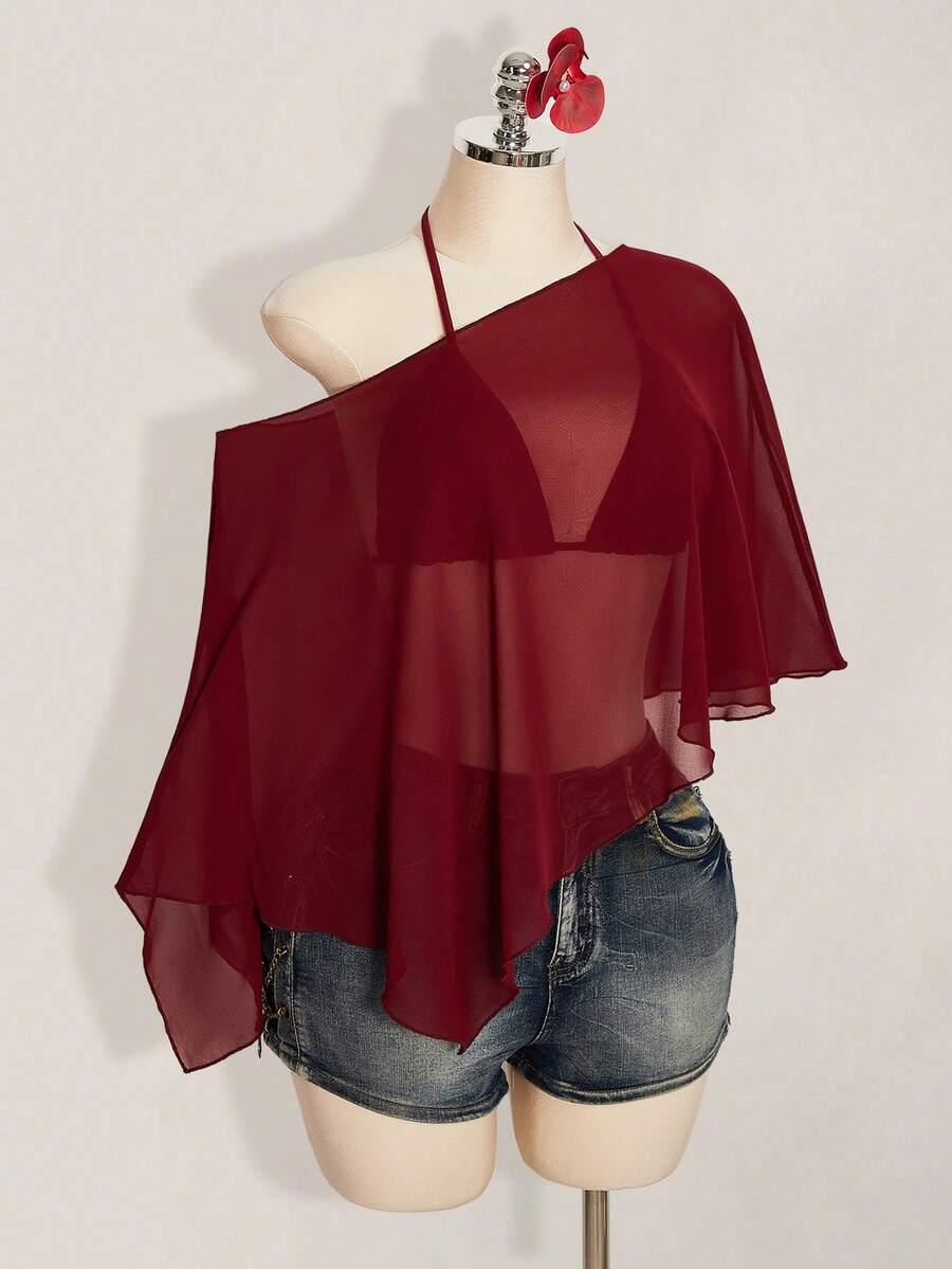SHEIN CZERWONY SZYFON ASYMETRYCZNY S06__XXL