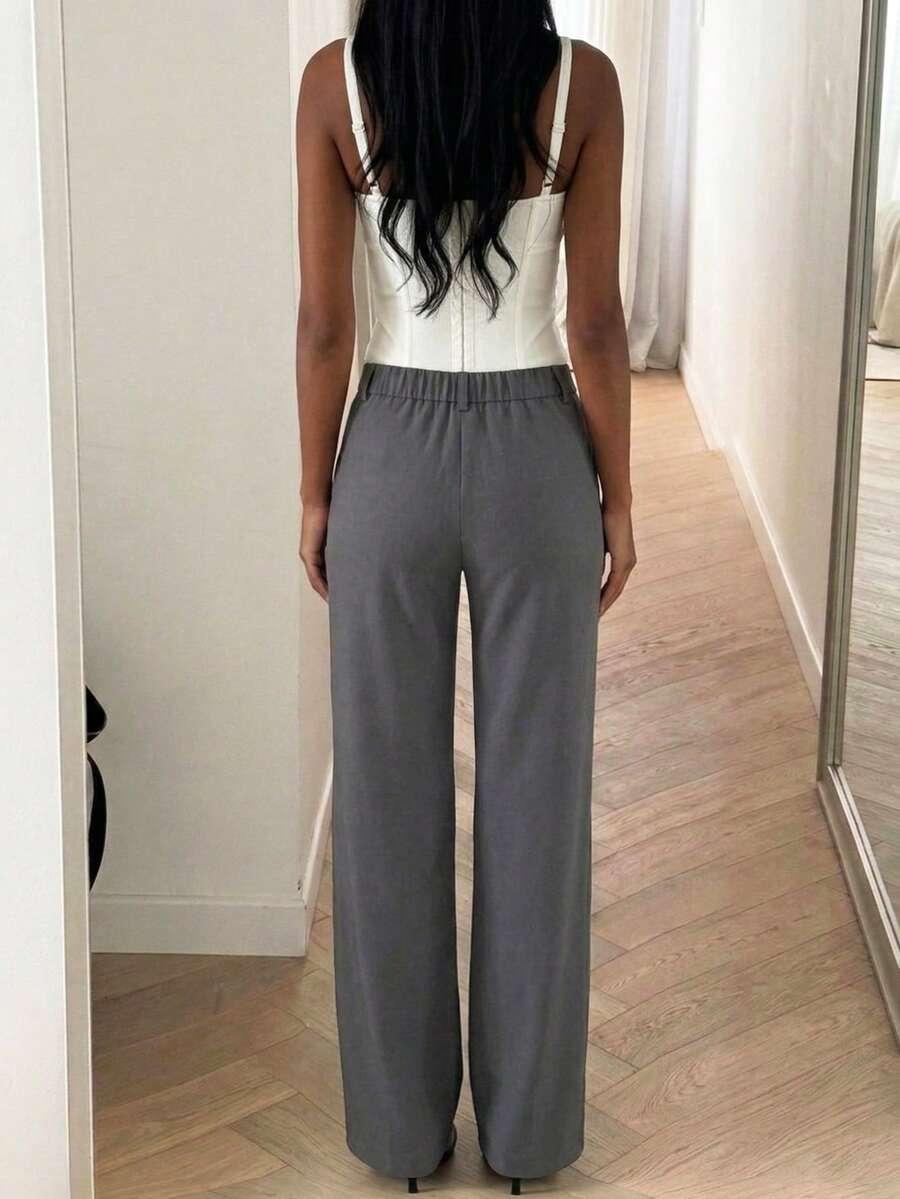 SHEIN SZARE SPODNIE PROSTA NOGAWKA S06__XS