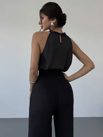 SHEIN CZARNA BLUZKA KORONKA