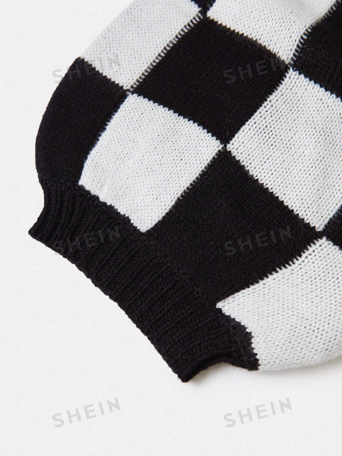 SHEIN SWETER WZÓR KRATKA S06__L
