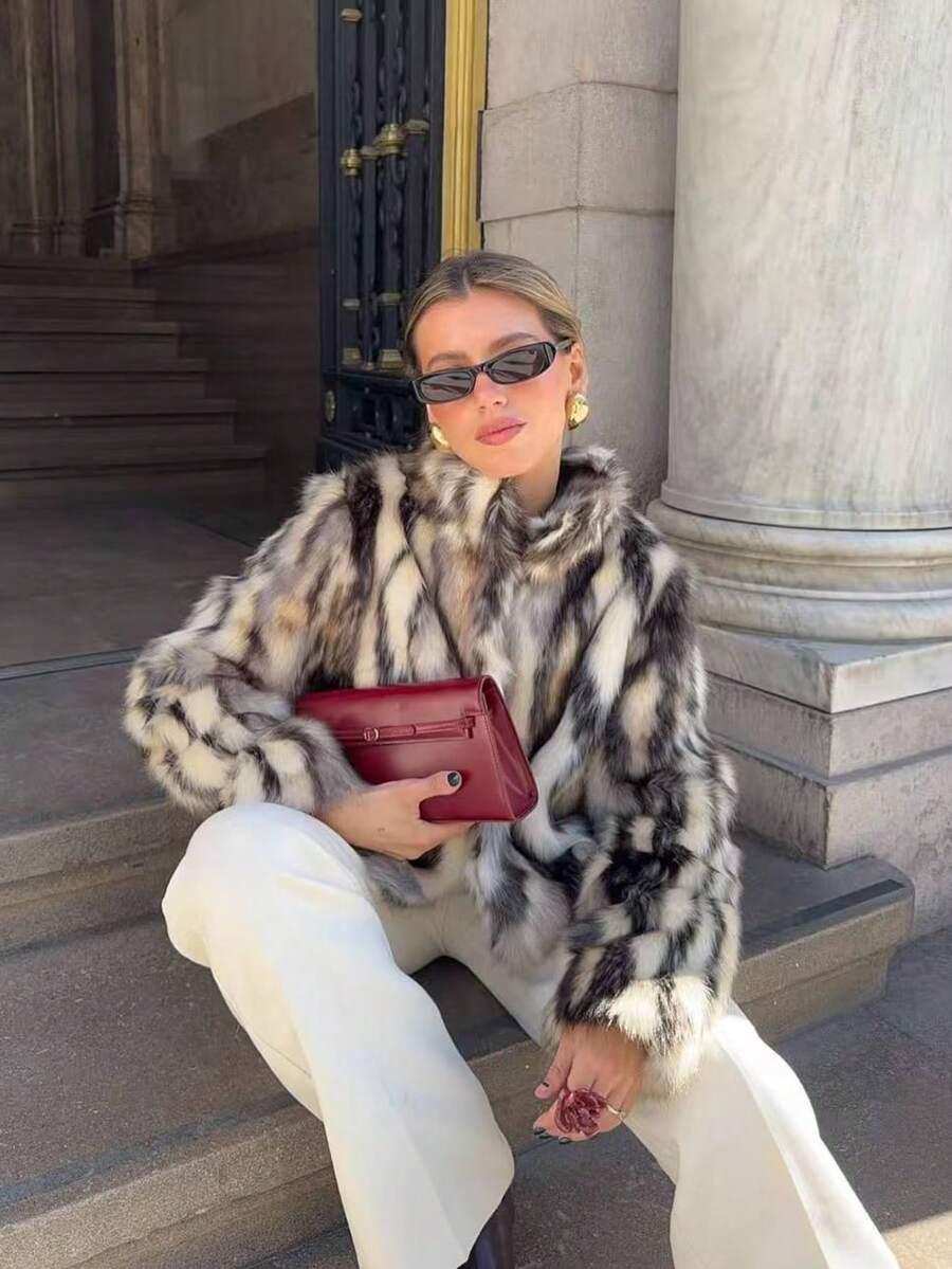 SHEIN SZTUCZNE FUTRO ANIMAL PRINT W01__M