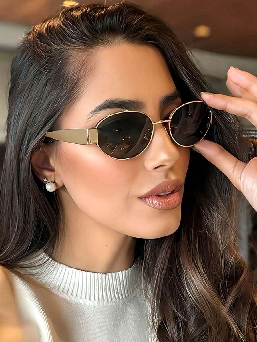 SHEIN ZŁOTE OKULARY PRZECIWSŁONECZNE S07