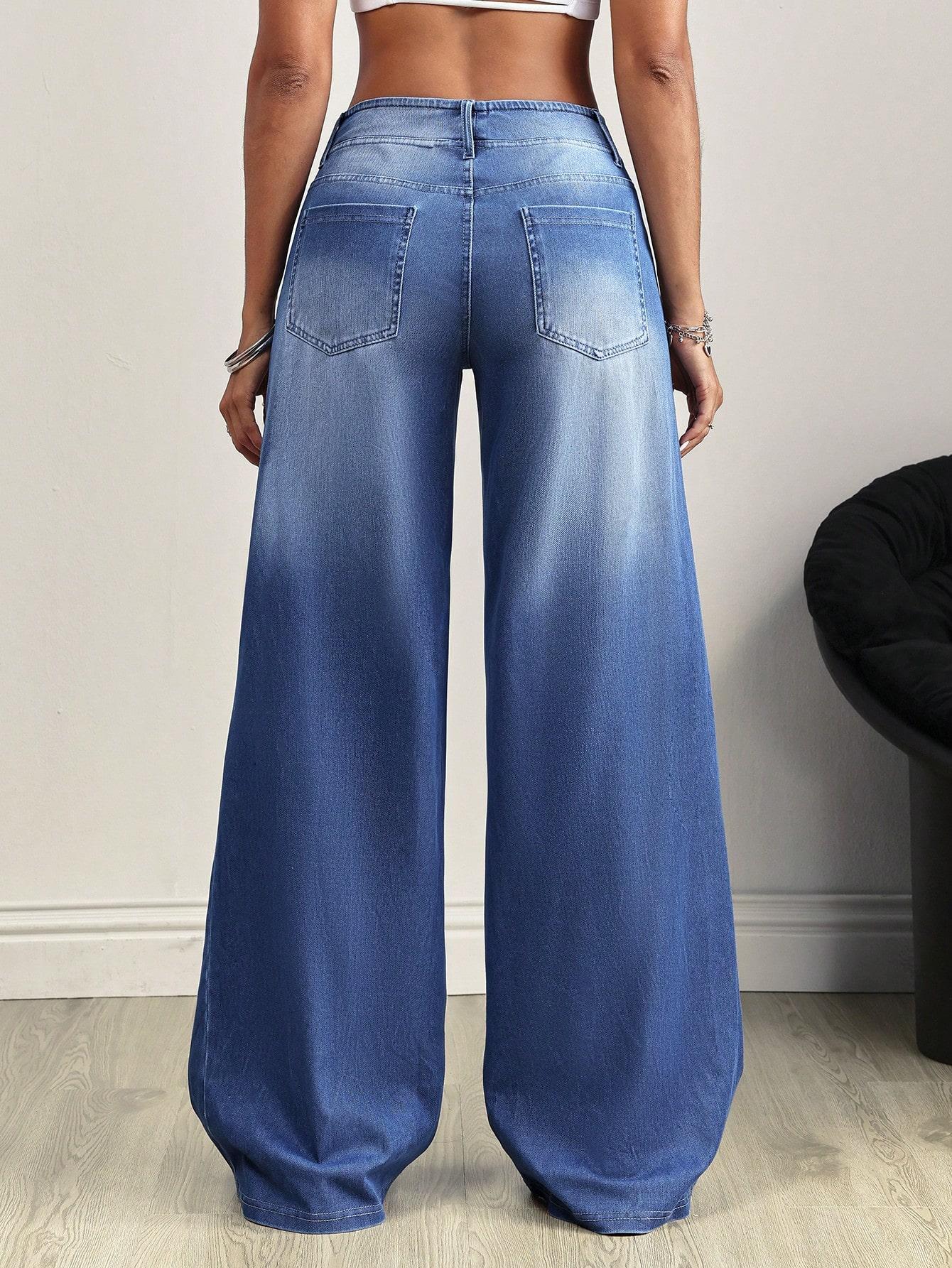 SHEIN NIEBIESKIE JEANSY DZWONY S06__L