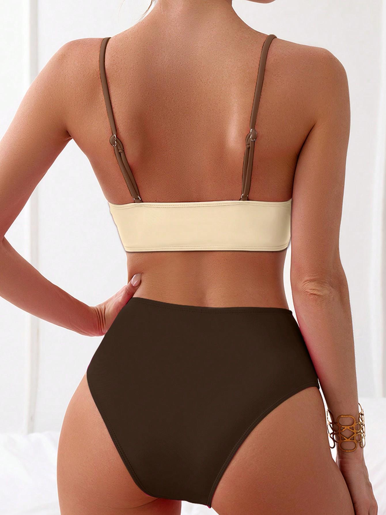 SHEIN DWUCZĘŚCIOWY STRÓJ KĄPIELOWY KONTRAST S09__M