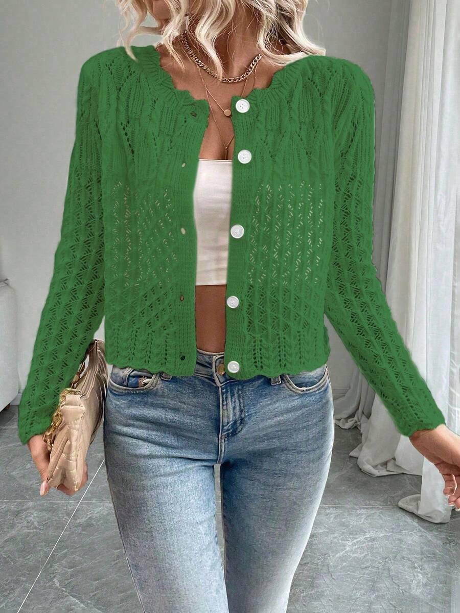 SHEIN ZIELONY SWETER GUZIKI S06__S