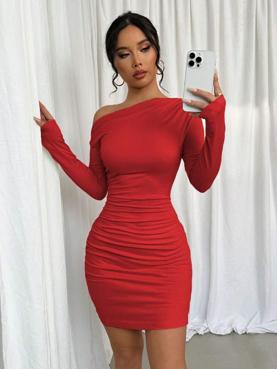 SELIANNE CZERWONA MINI SUKIENKA MARSZCZENIA PK01__M