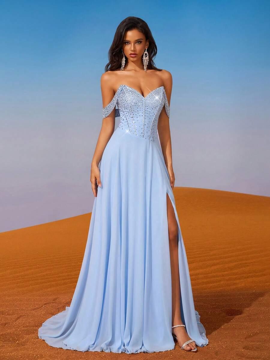 SHEIN NIEBIESKA MAXI SUKIENKA S06__S
