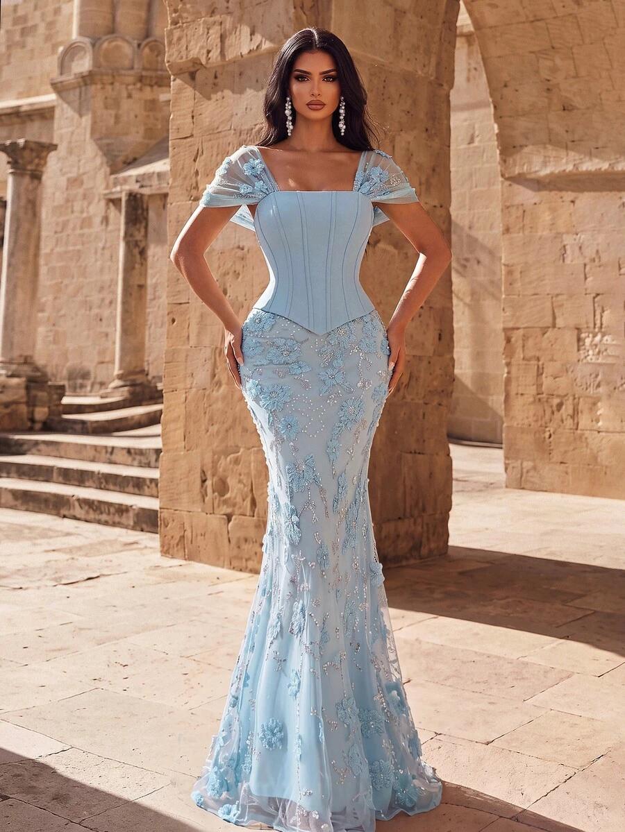 SHEIN NIEBIESKA MAXI SUKIENKA S06__M