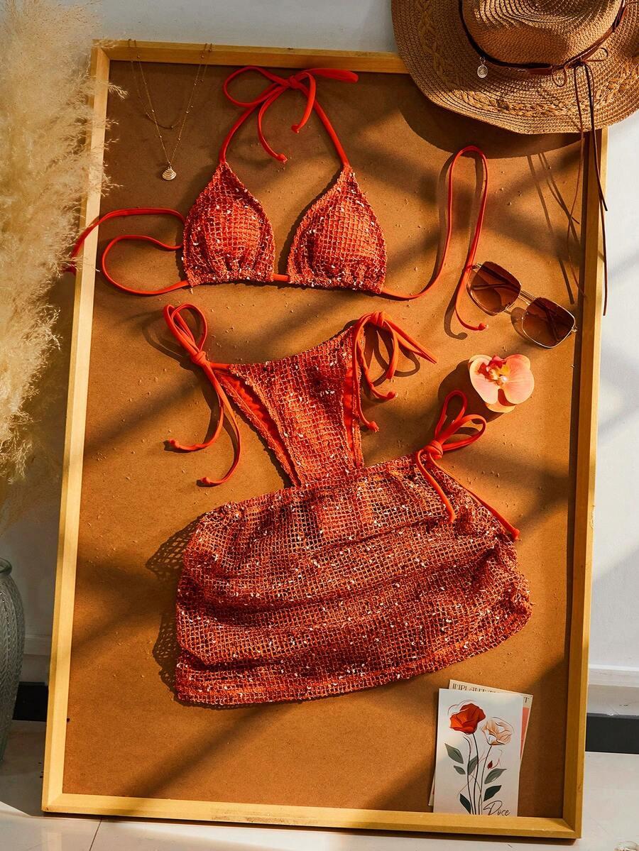 SHEIN TRZYCZĘŚCIOWY KOMPLET BIKINI S09__M