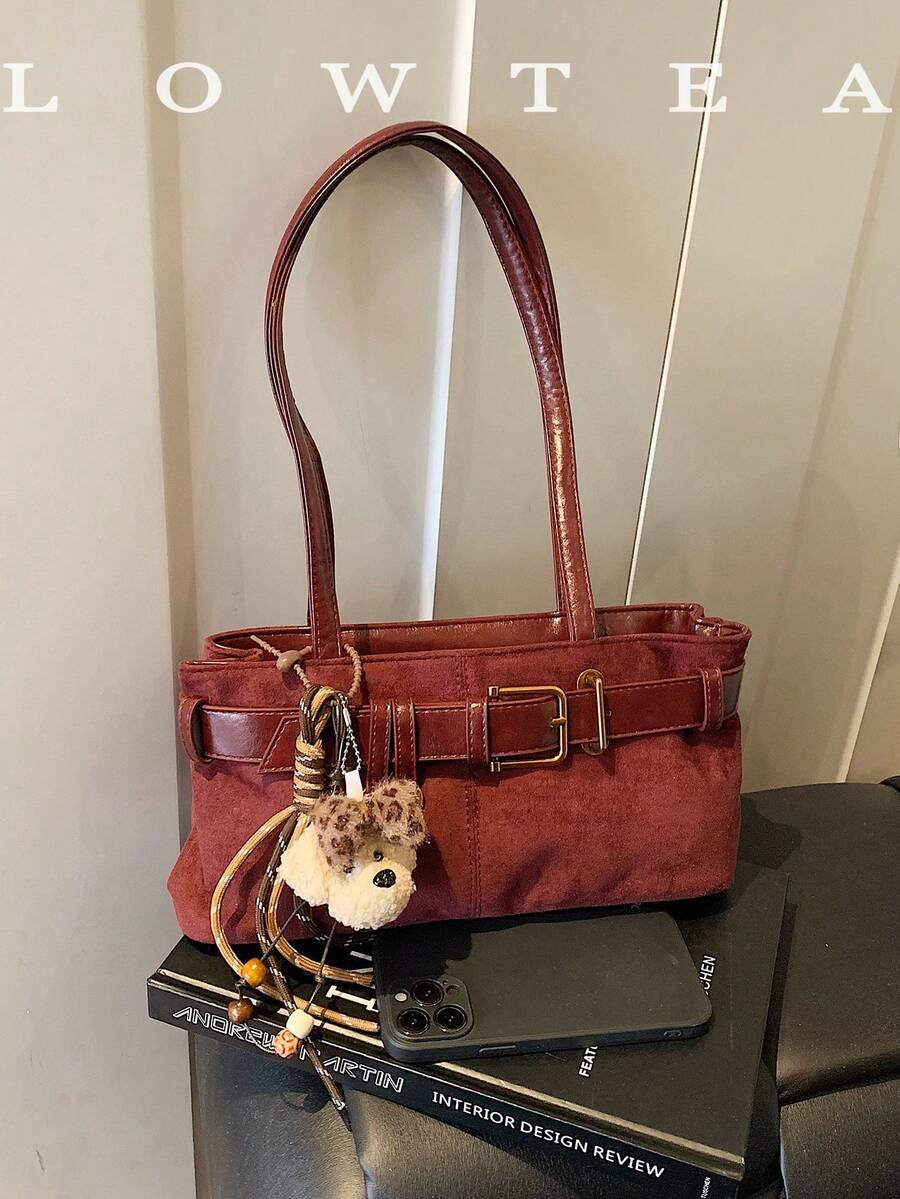 SHEIN BORDOWA TOREBKA IMITACJA ZAMSZU S07__15X9X31