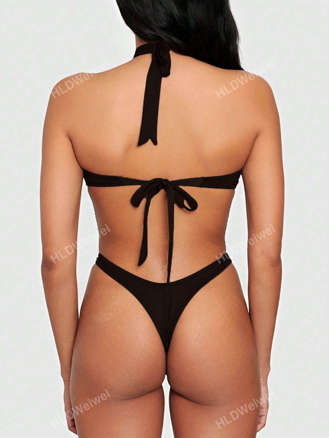 SHEIN STRÓJ JEDNOCZĘŚCIOWY WYCIĘCIA WIĄZANIE S09__S