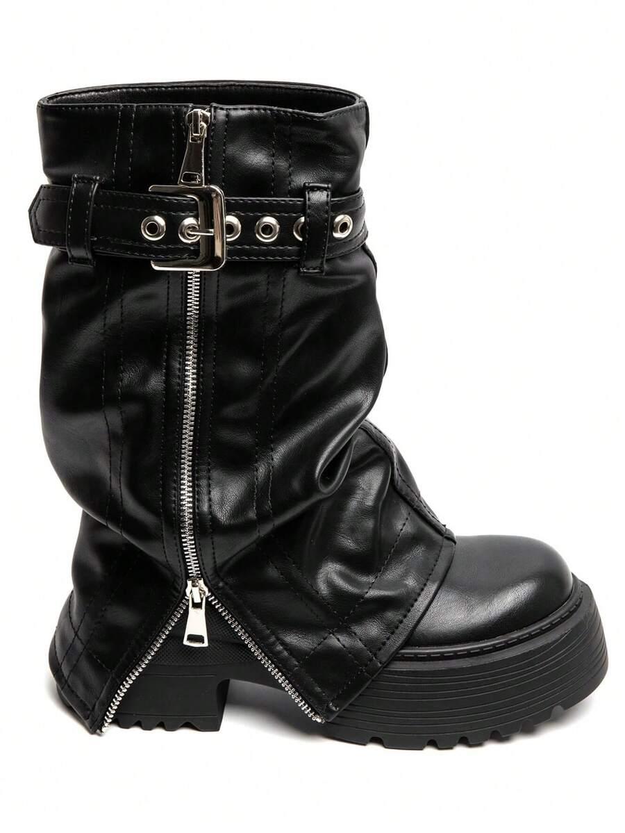 SHEIN CZARNE BOTKI KLAMRY W01__38