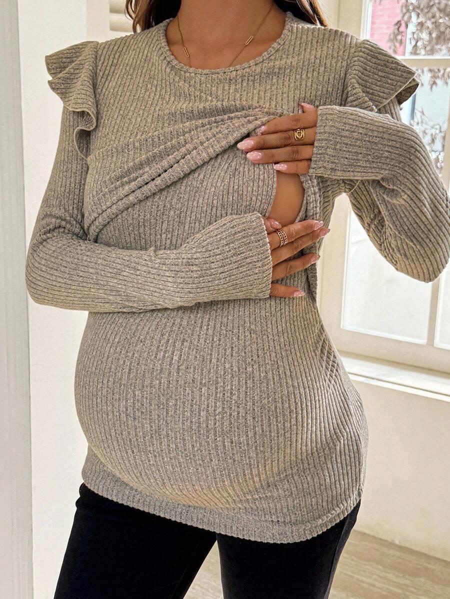 SHEIN CIĄŻOWA BLUZKA Z DŁUGIM RĘKAWEM S06__L