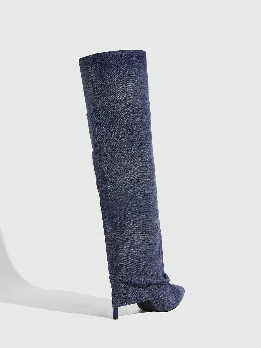 CUCCOO KOZAKI IMITACJA JEANS NA SZPILCE SZPIC W01__37