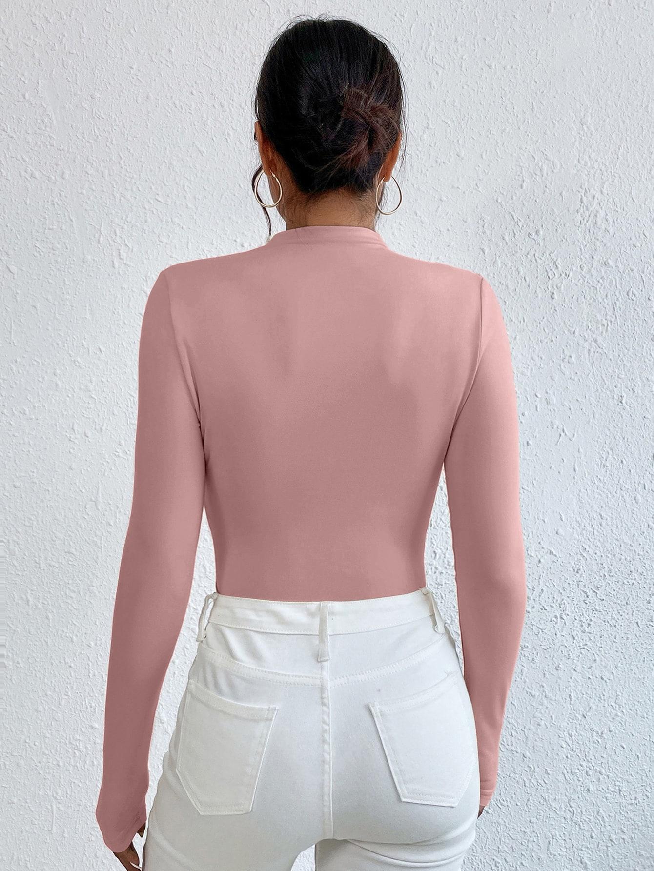 SHEIN RÓŻOWE BODY Z DŁUGIM RĘKAWEM S06__S