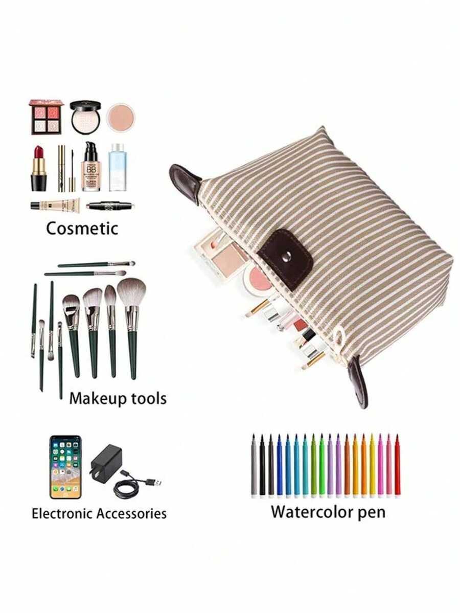 SHEIN BEŻOWA KOSMETYCZKA PASKI 3-PACK S07__11X16