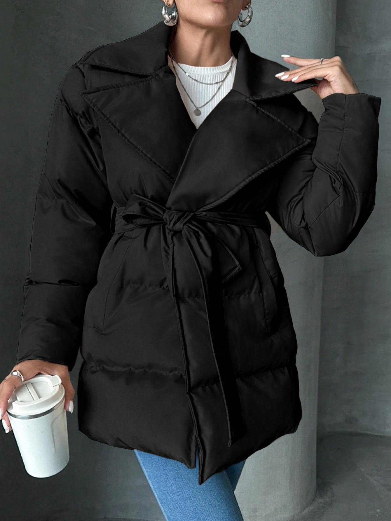SHEIN CZARNA PIKOWANA KURTKA W01__L