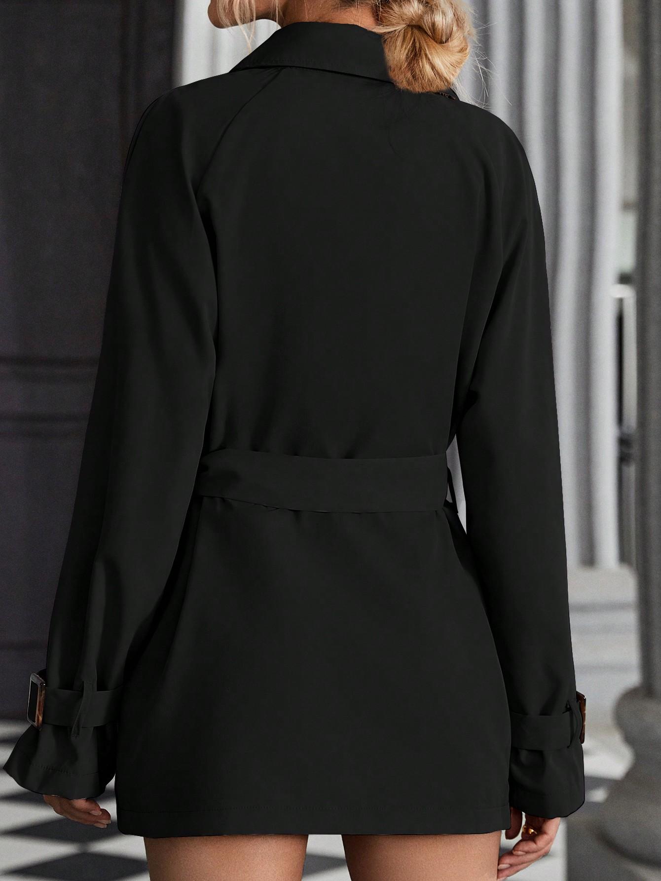 SHEIN CZARNY PŁASZCZ GUZIKI S06__XL