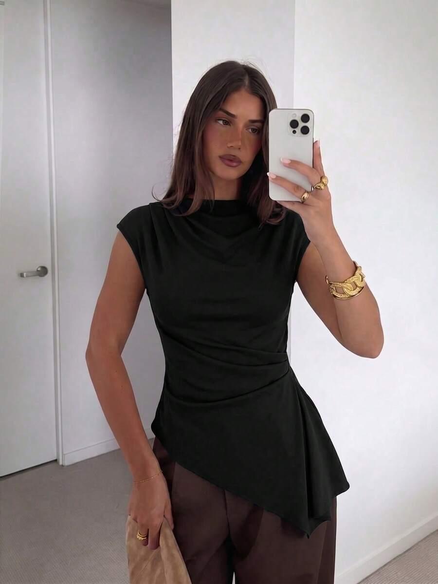 SIREN GAZE CZARNA BLUZKA KRÓTKI RĘKAW S06__M