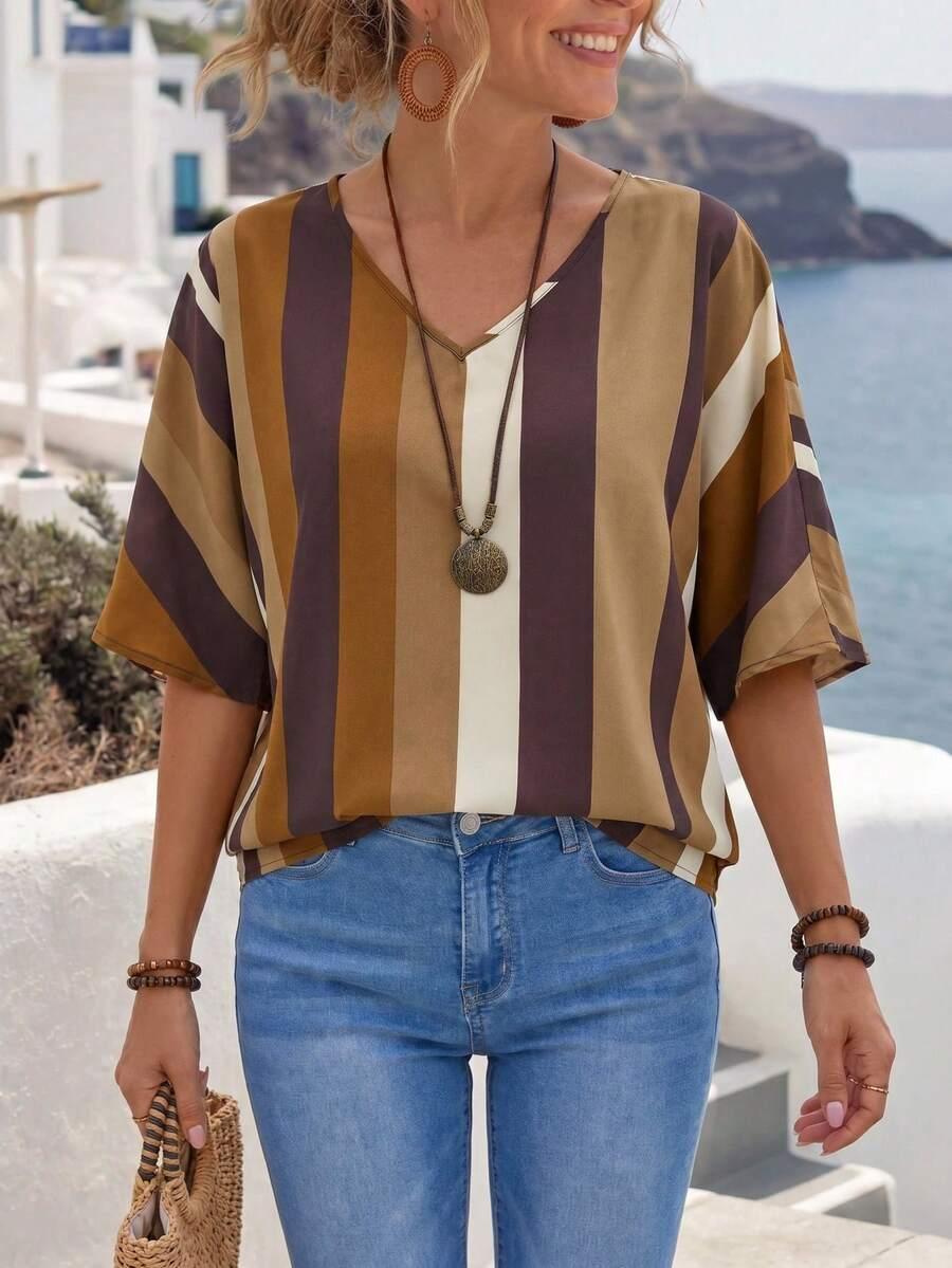 SHEIN BLUZKA V NECK S06__L
