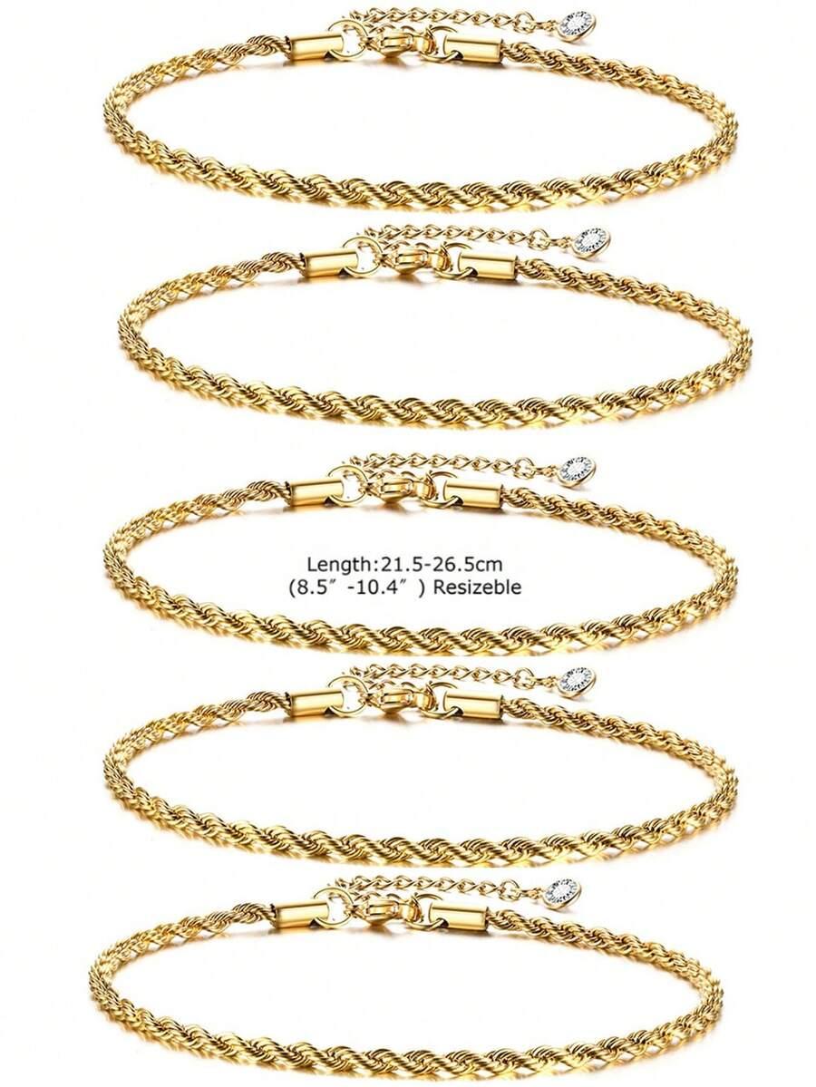 SHEIN ZŁOTA BRANSOLETKA NA KOSTKĘ 2-PACK S07