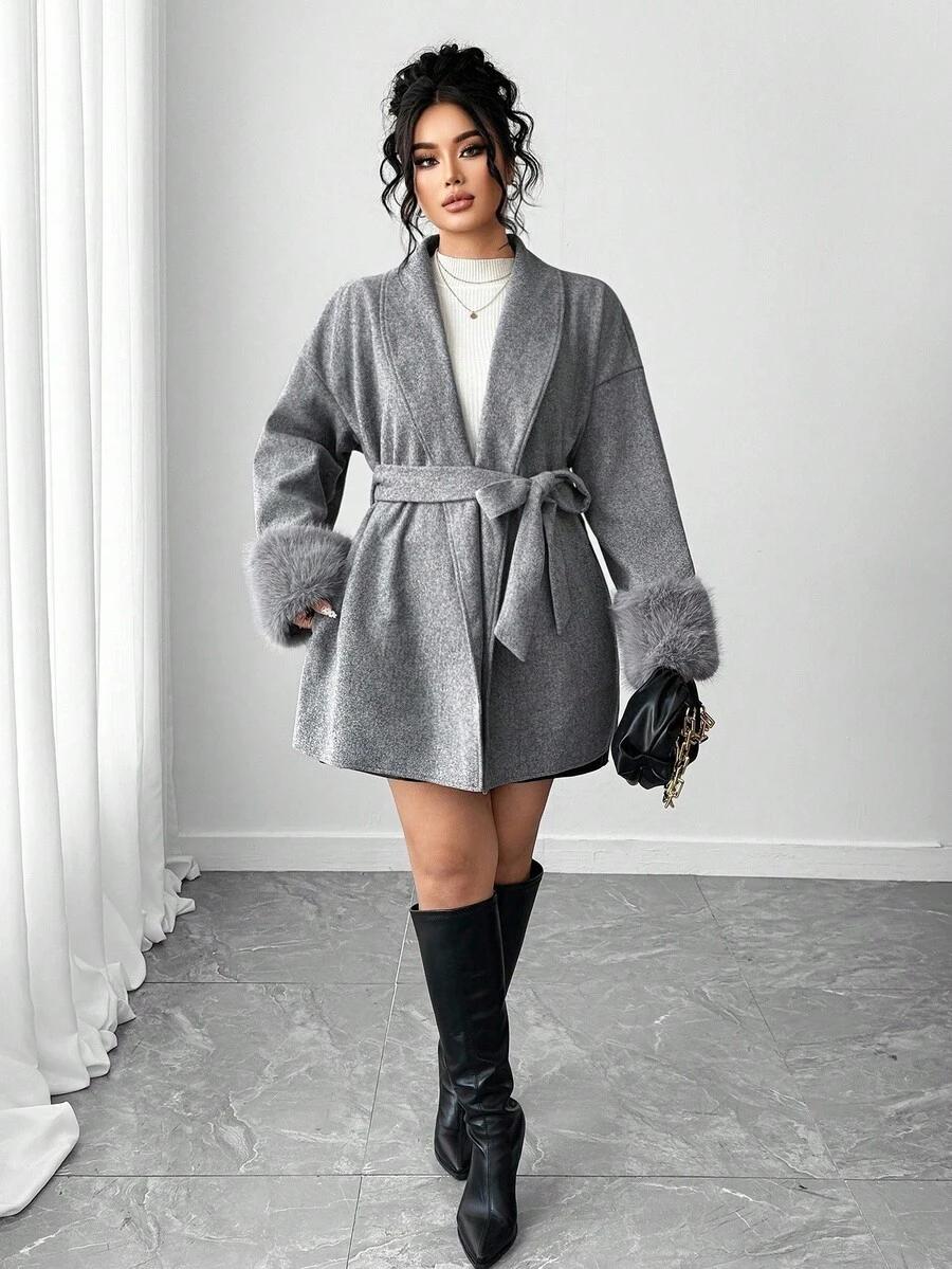 SHEIN SZARY KLASYCZNY PŁASZCZ W01__46