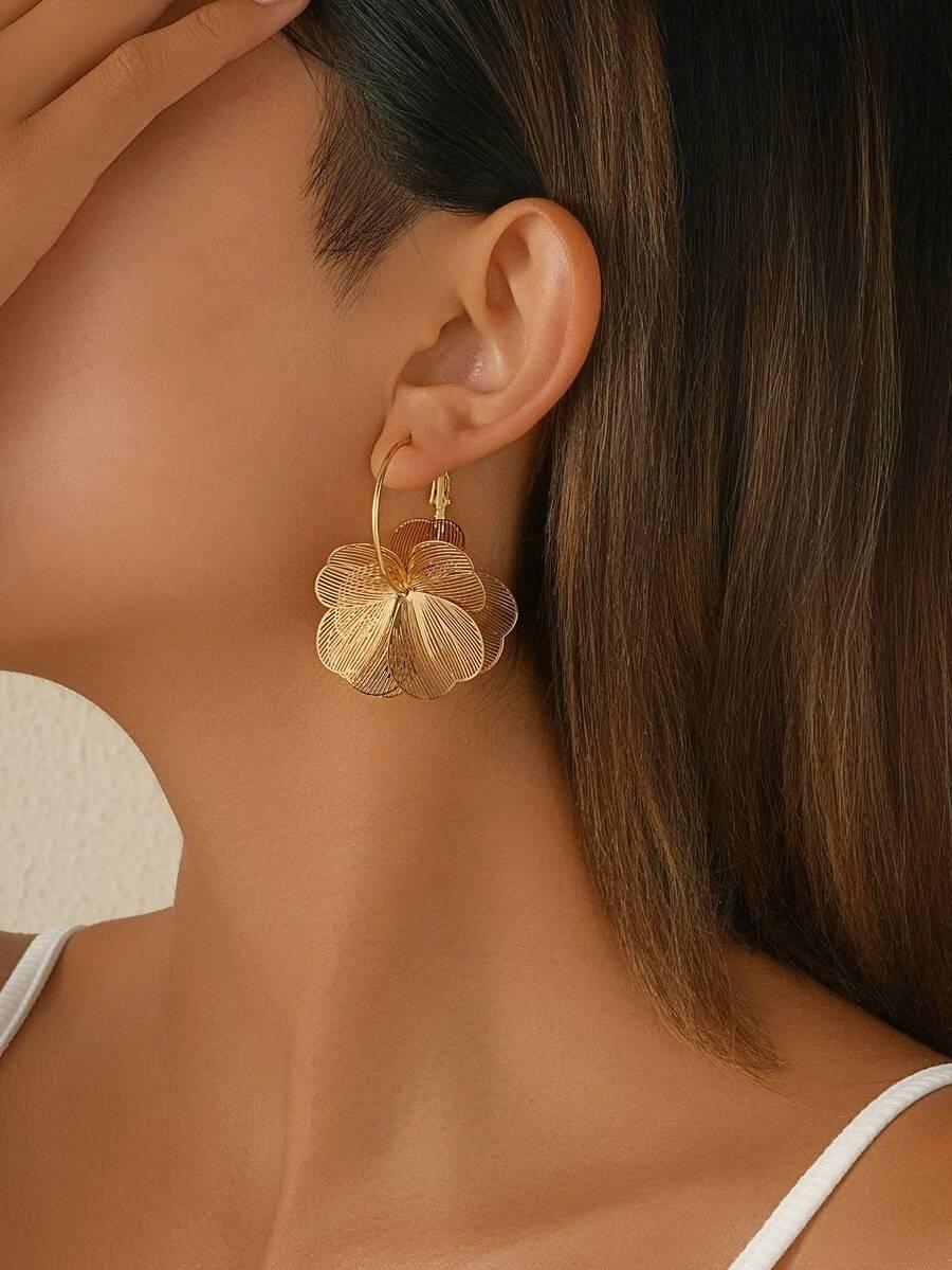 SHEIN ZŁOTE KOLCZYKI KWIATY S07