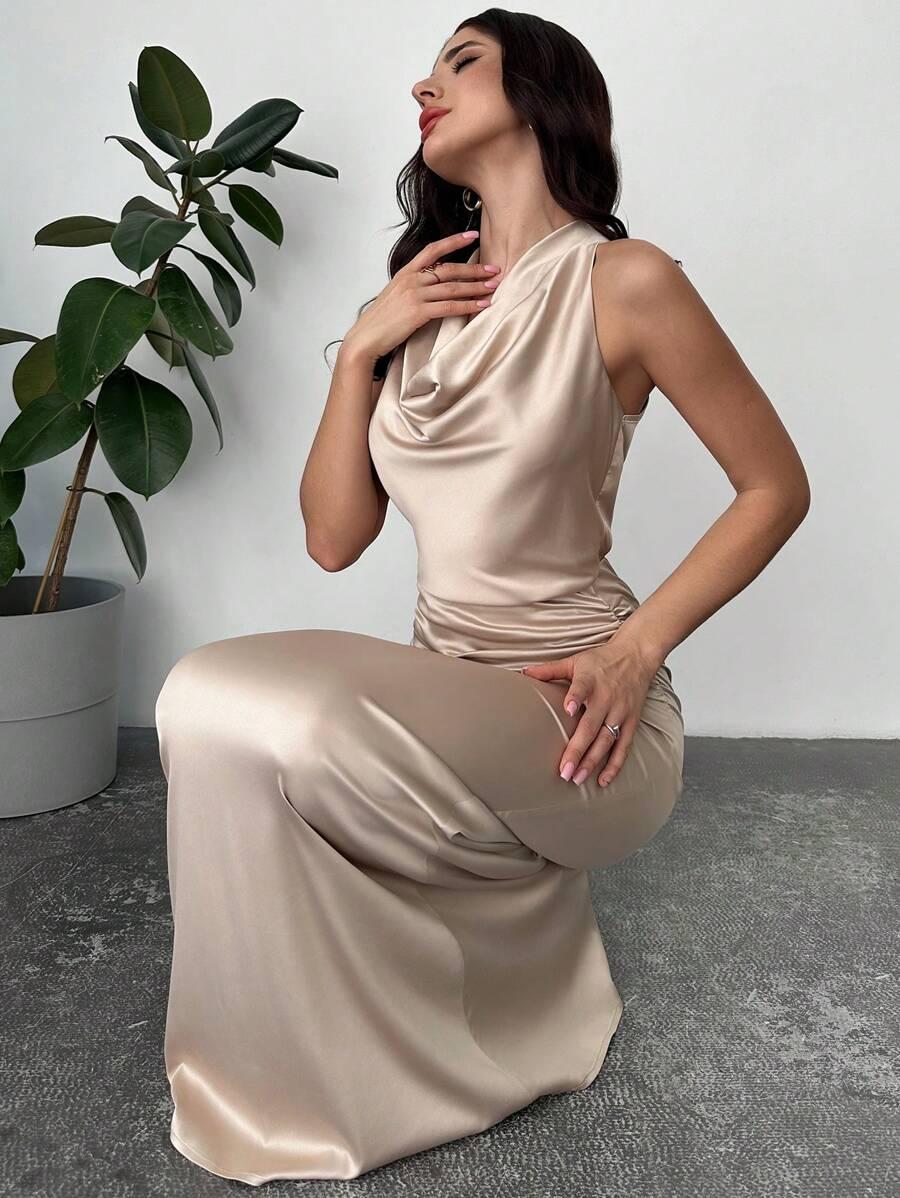SHEIN ZŁOTA MAXI SUKIENKA S06__S